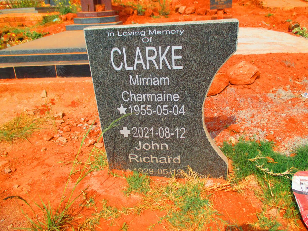 CLARKE John Richard 1929-? &amp; Mirriam Charmaine 1955-2021