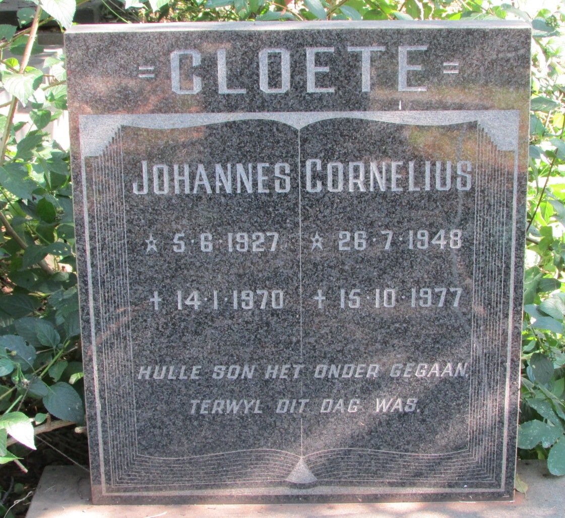 CLOETE Johannes 1927-1970 :: CLOETE Cornelius 1948-1977
