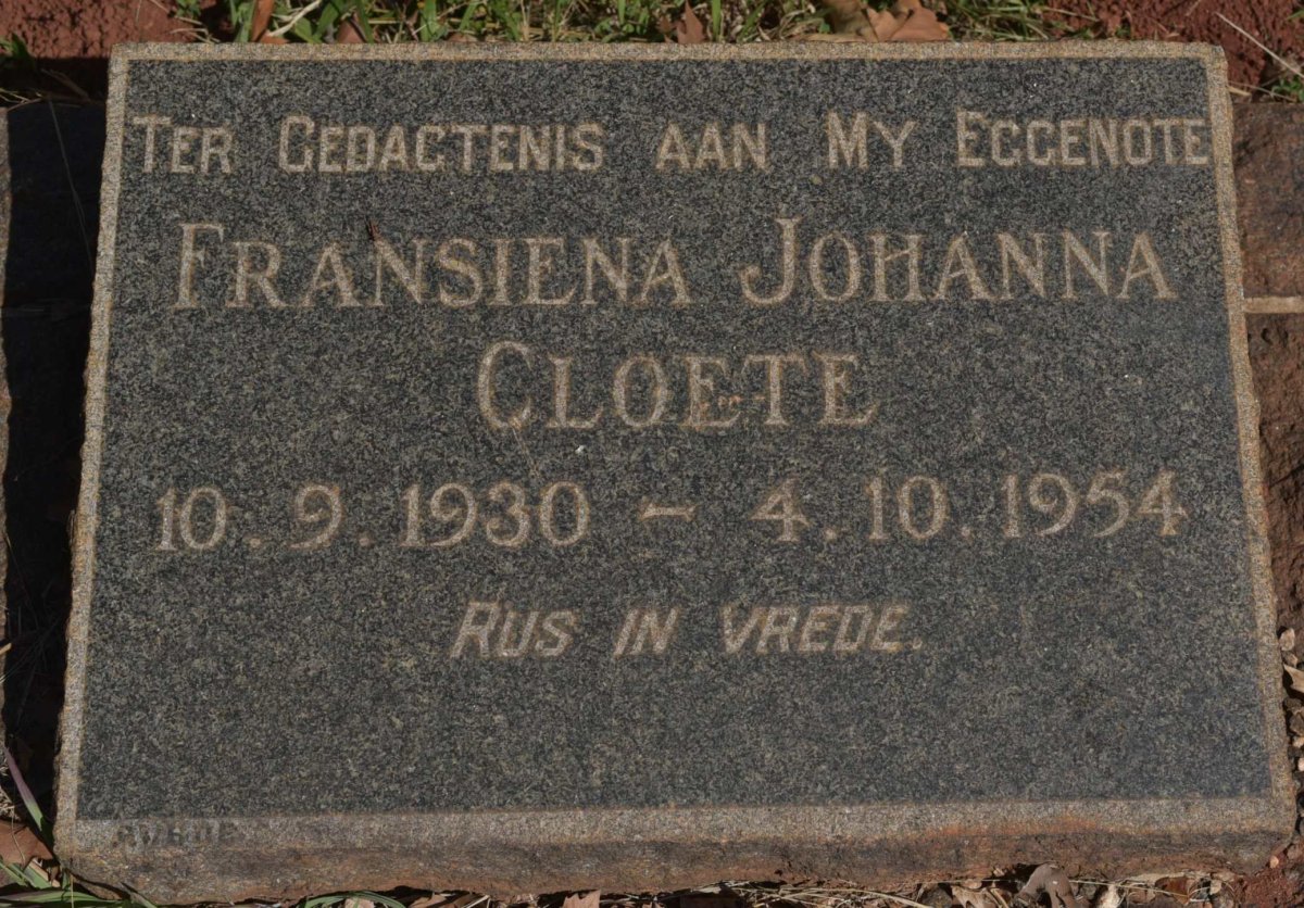 CLOETE Fransiena Johanna 1930-1954