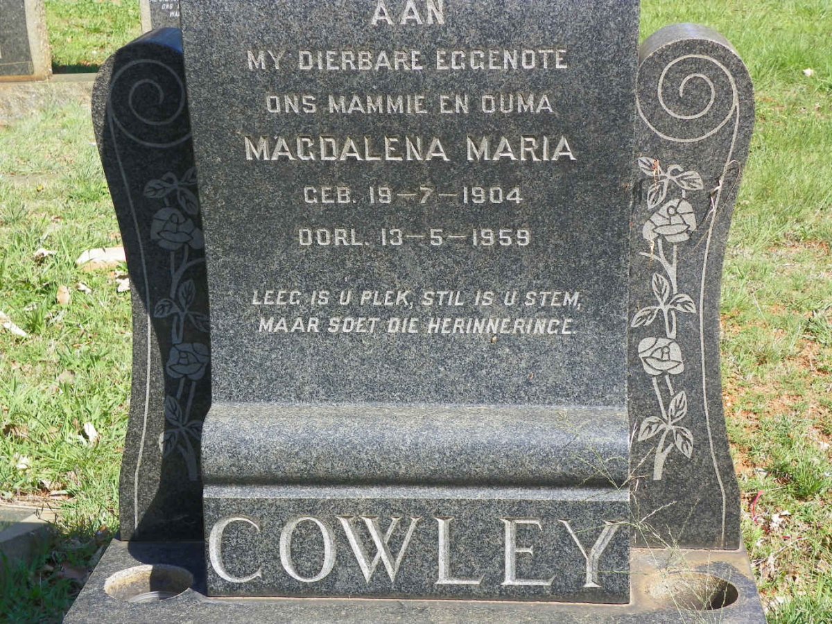 COWLEY Magdalena Maria 1904-1959