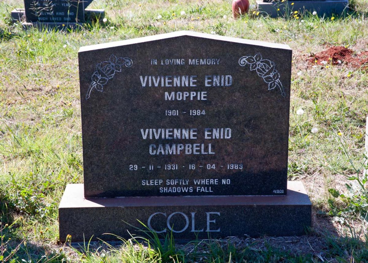 COLE Vivienne Enid 1901-1984 :: CAMPBELL Vivienne Enid 1931-1989