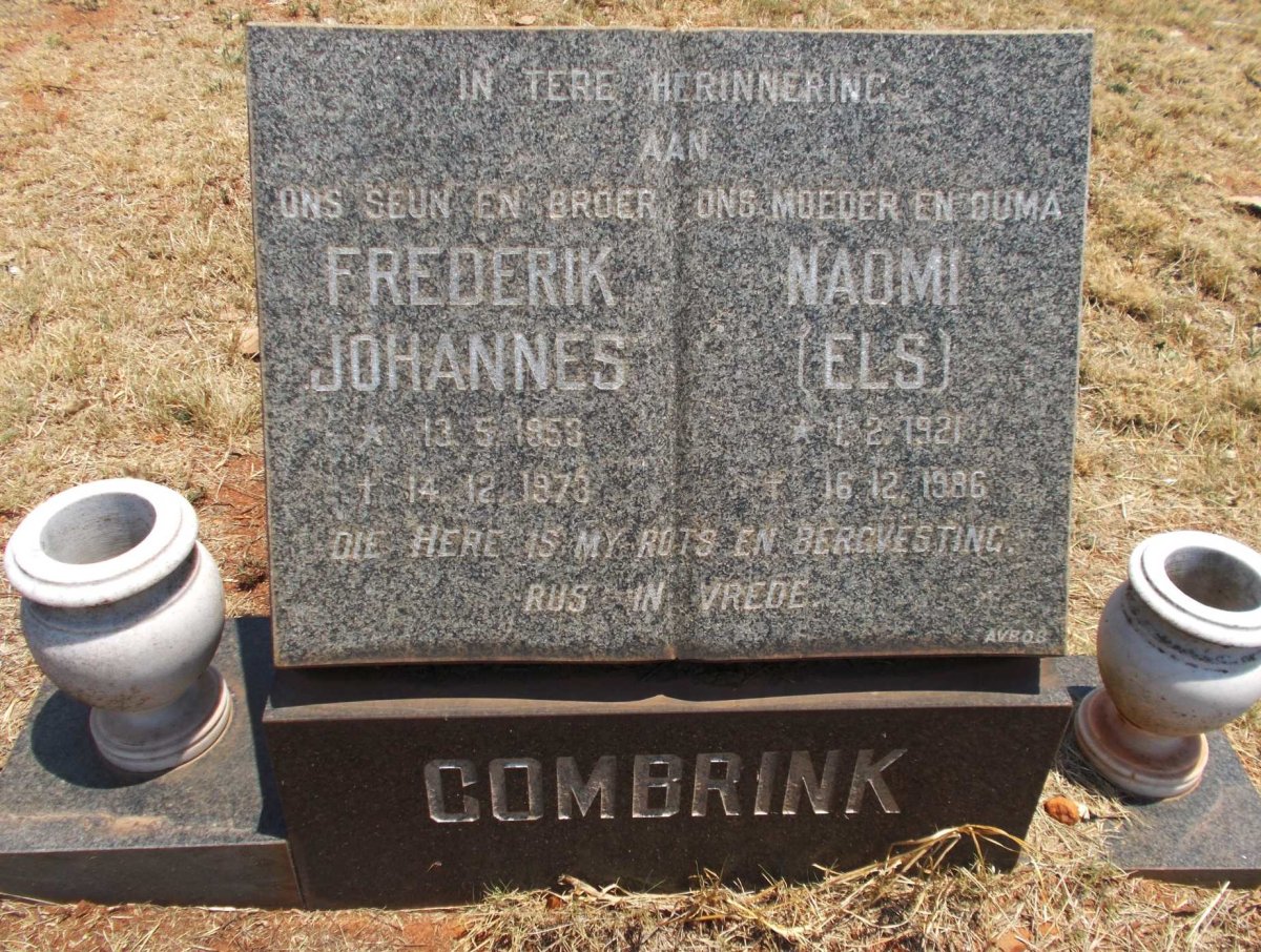 COMBRINK Naomi nee ELS 1921-1986 :: COMBRINK Frederik Johannes 1953-1973