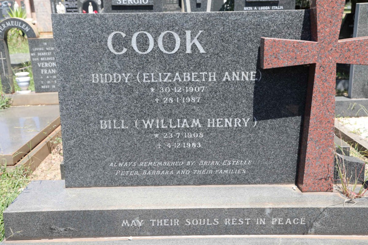COOK William Henry 1908-1983 &amp; Elizabeth Anne 1907-1987