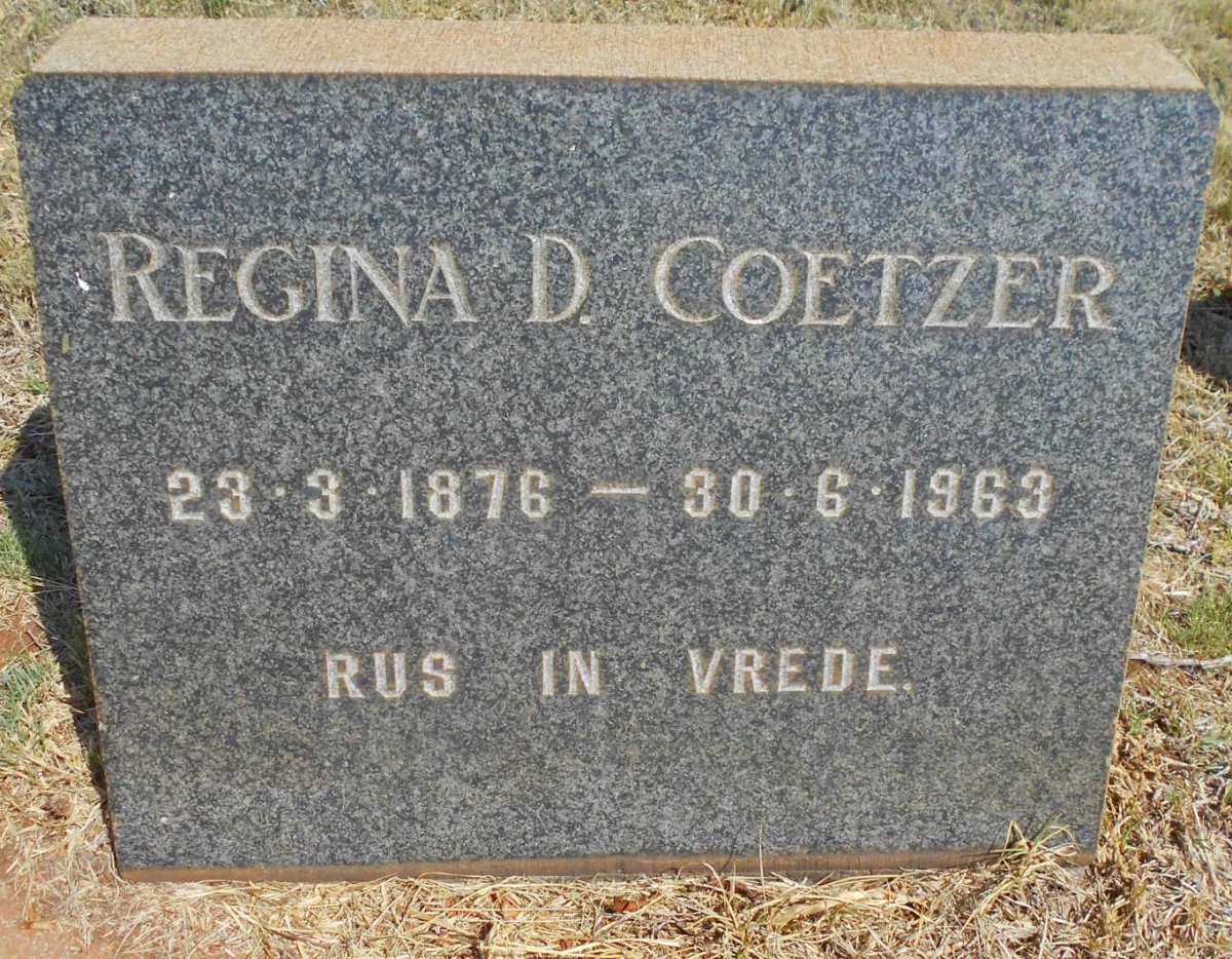 COETZER Regina D. 1876-1963
