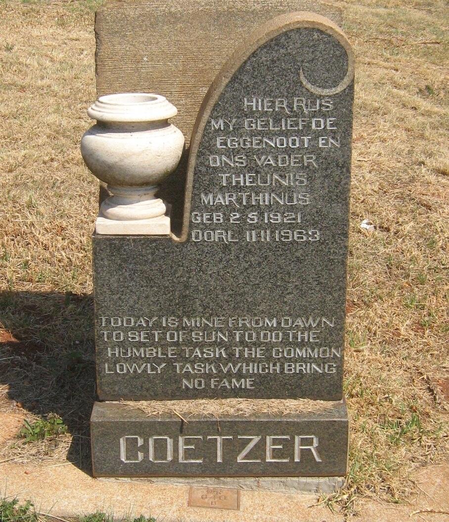 COETZER Theunis Marthinus 1921-1963