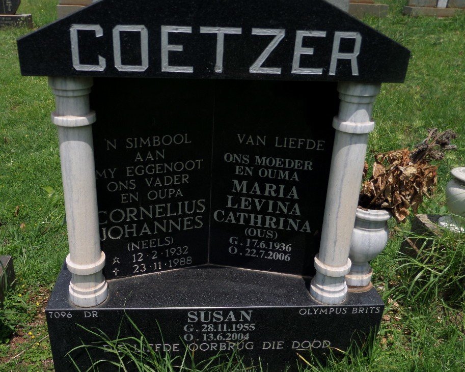 COETZER Cornelius Johannes 1932-1988 &amp; Maria Levina Cathrina 1936-2006 :: COETZER Susan 1955-2004