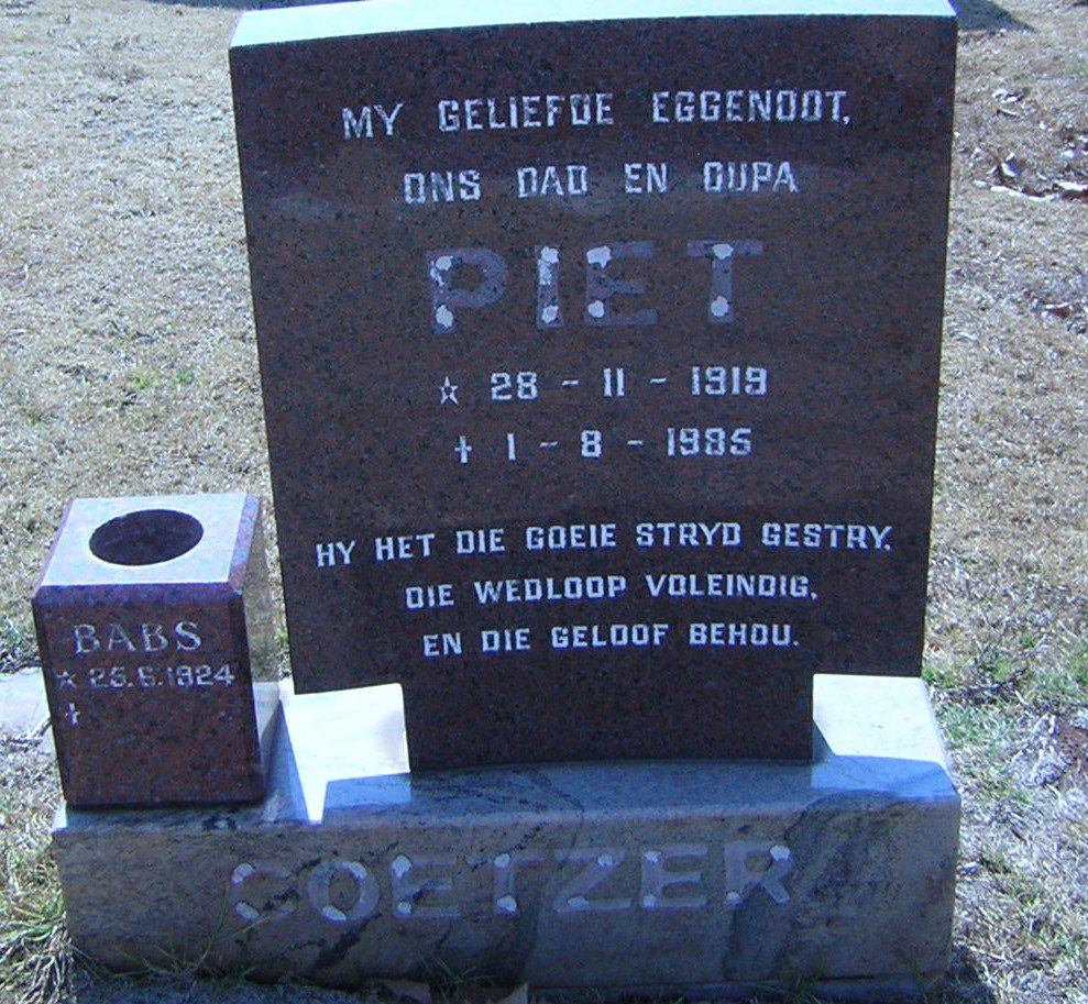 COETZER Piet 1919-1985 &amp; Babs 1924-