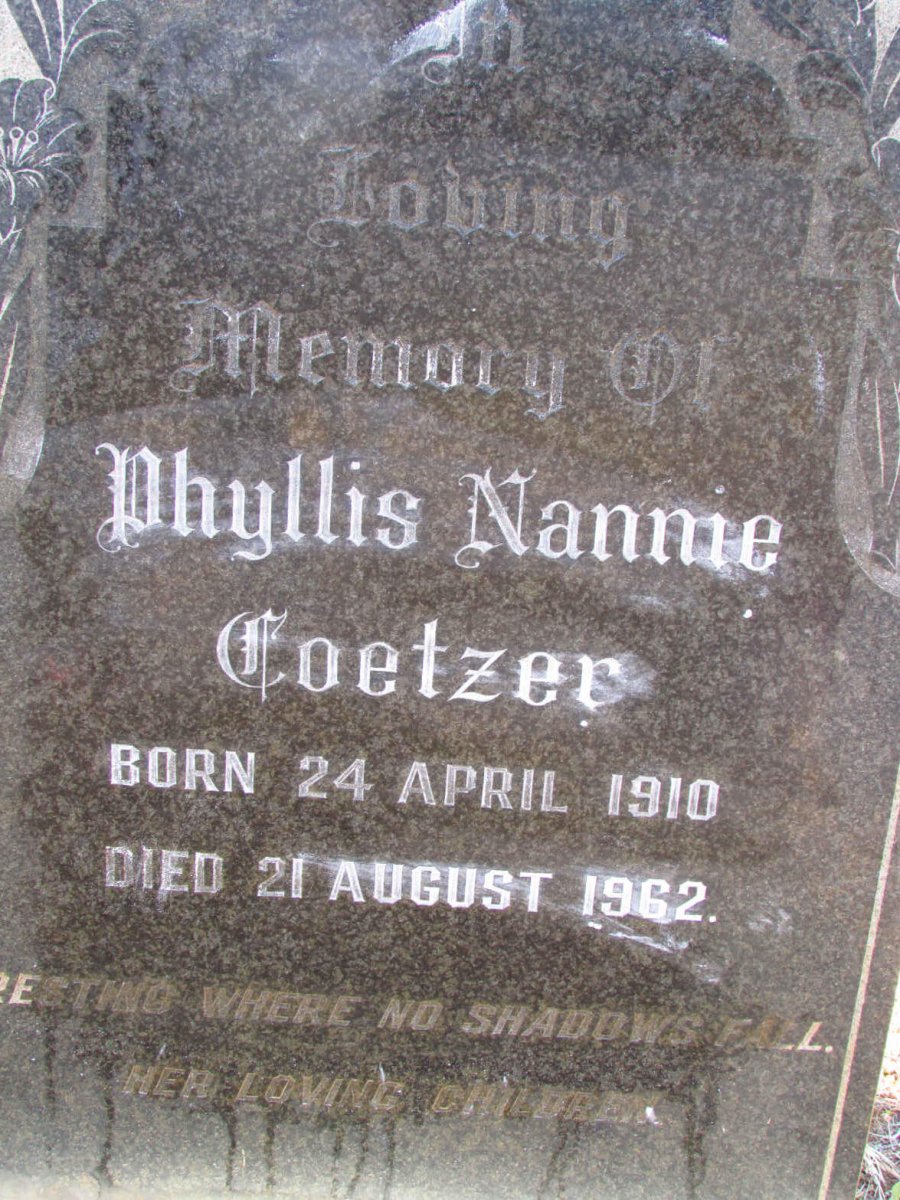 COETZER Phyllis Nannie 1910-1962
