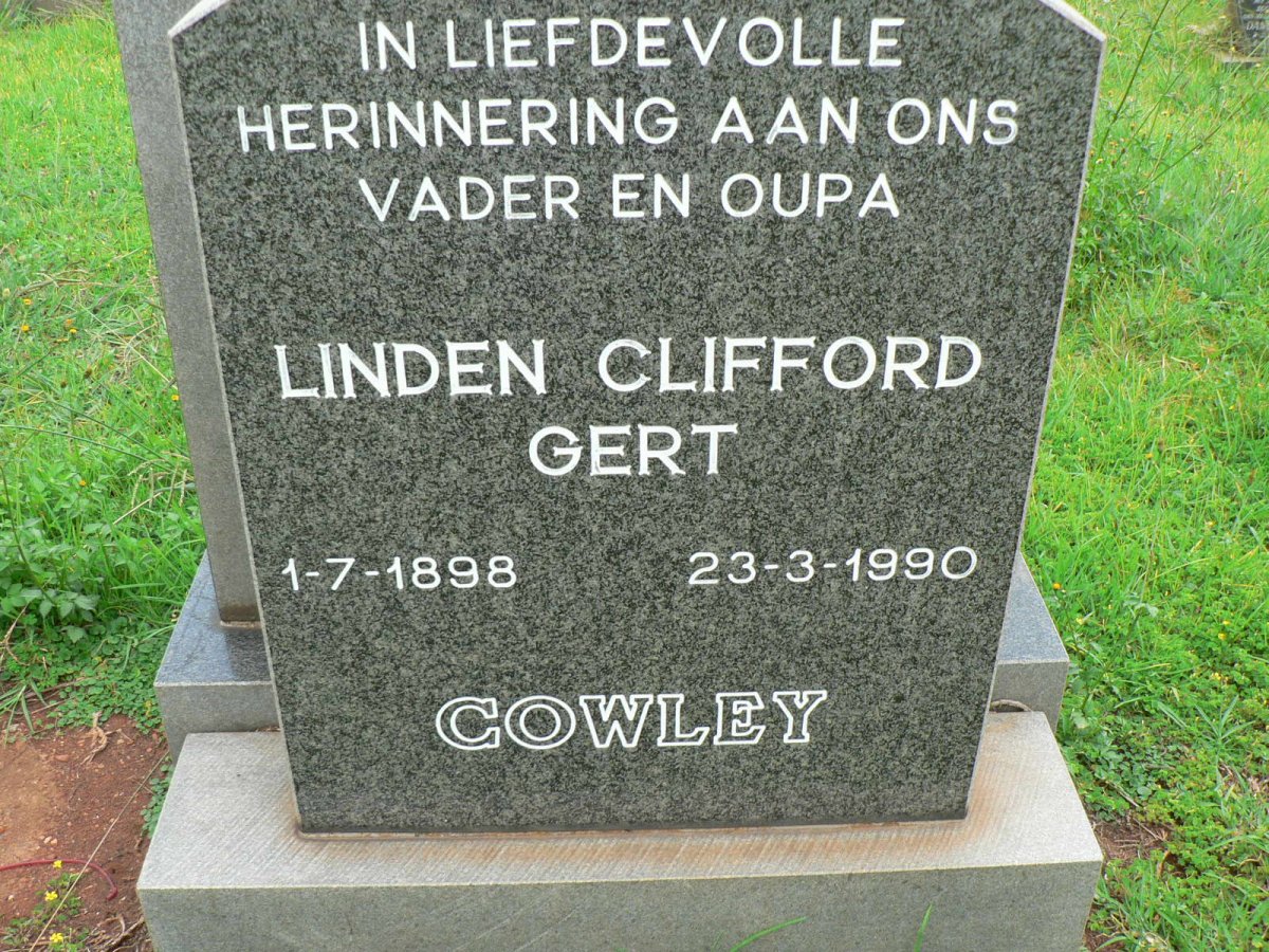 COWLEY Linden Clifford Gert 1898-1990