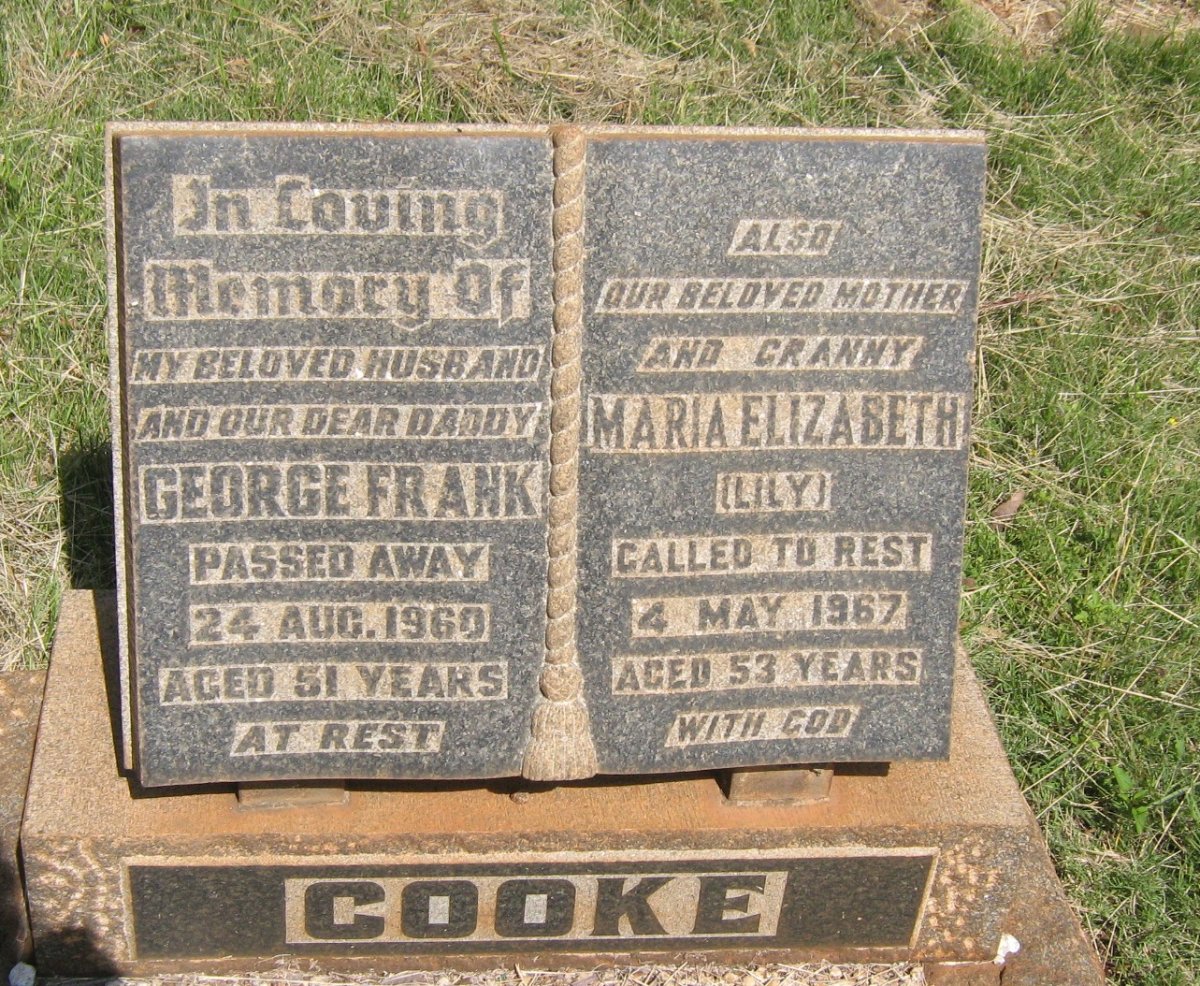 COOKE George Frank -1960 &amp; Maria Elizabeth -1967