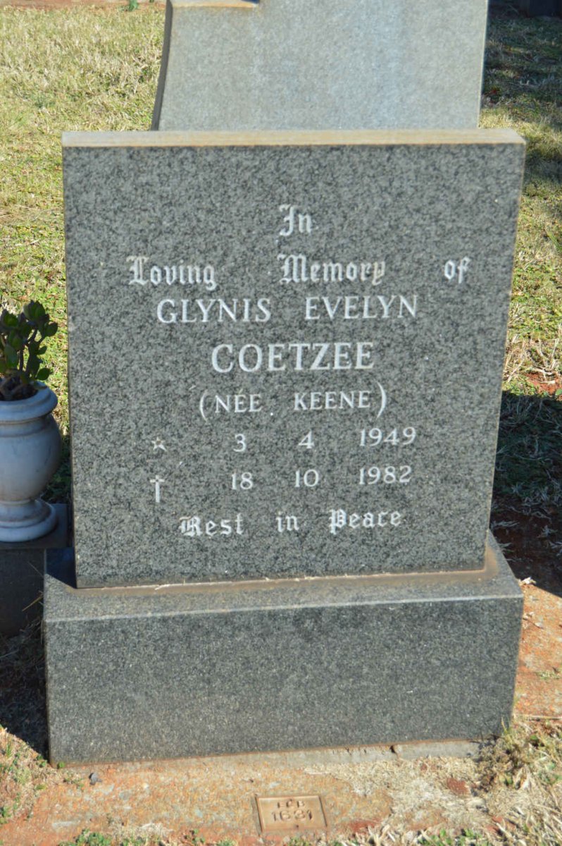 COETZEE Glynis Evelyn nee KEENE 1949-1982