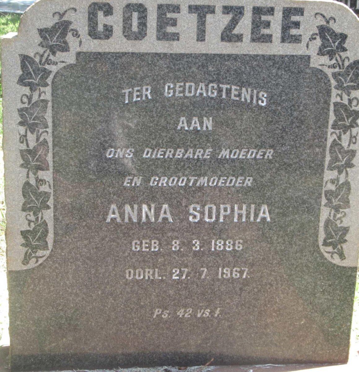 COETZEE Anna Sophia 1886-1967