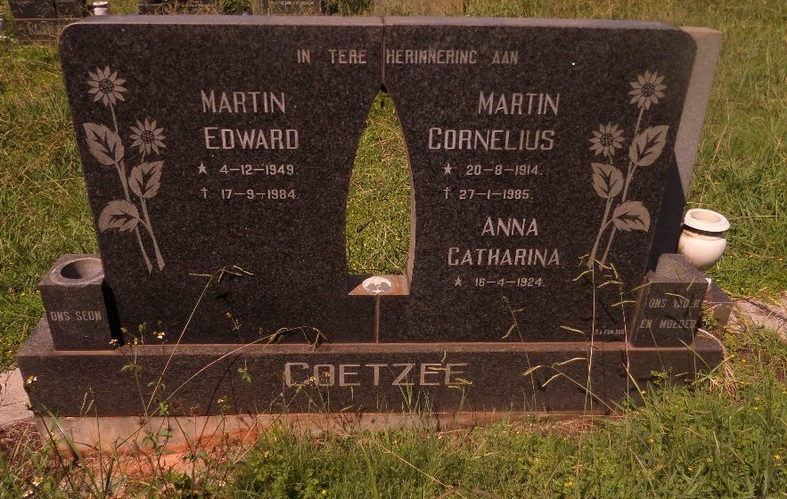 COETZEE Martin Cornelius 1914-1985 &amp; Anna Catharina 1924- :: COETZEE Martin Edward 1949-1984