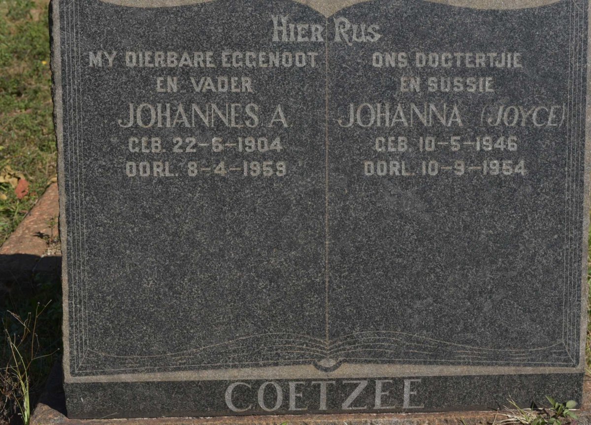 COETZEE Johannes A. 1904-1959 :: COETZEE Johanna 1946-1954
