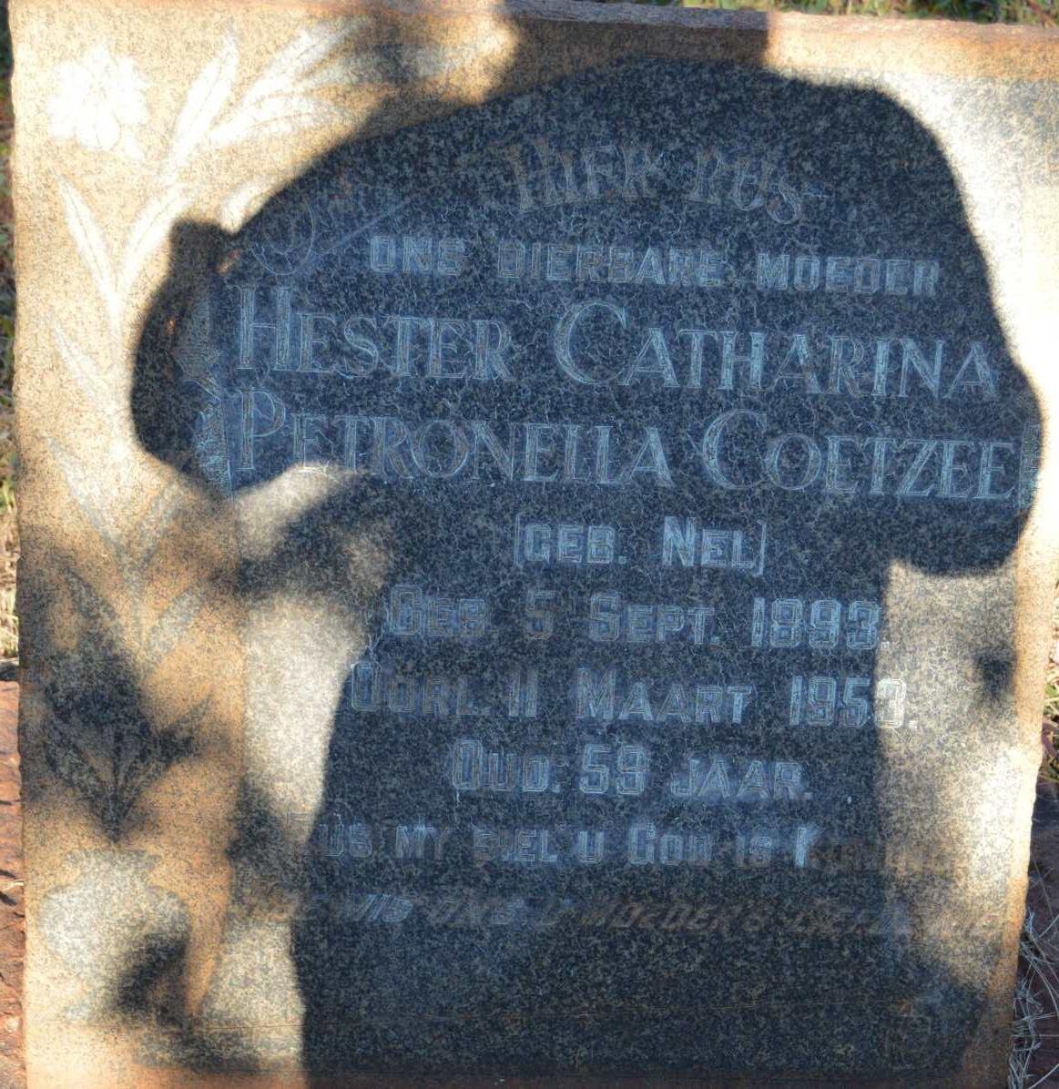 COETZEE Hester Catharina Petronella nee NEL 1893-1953