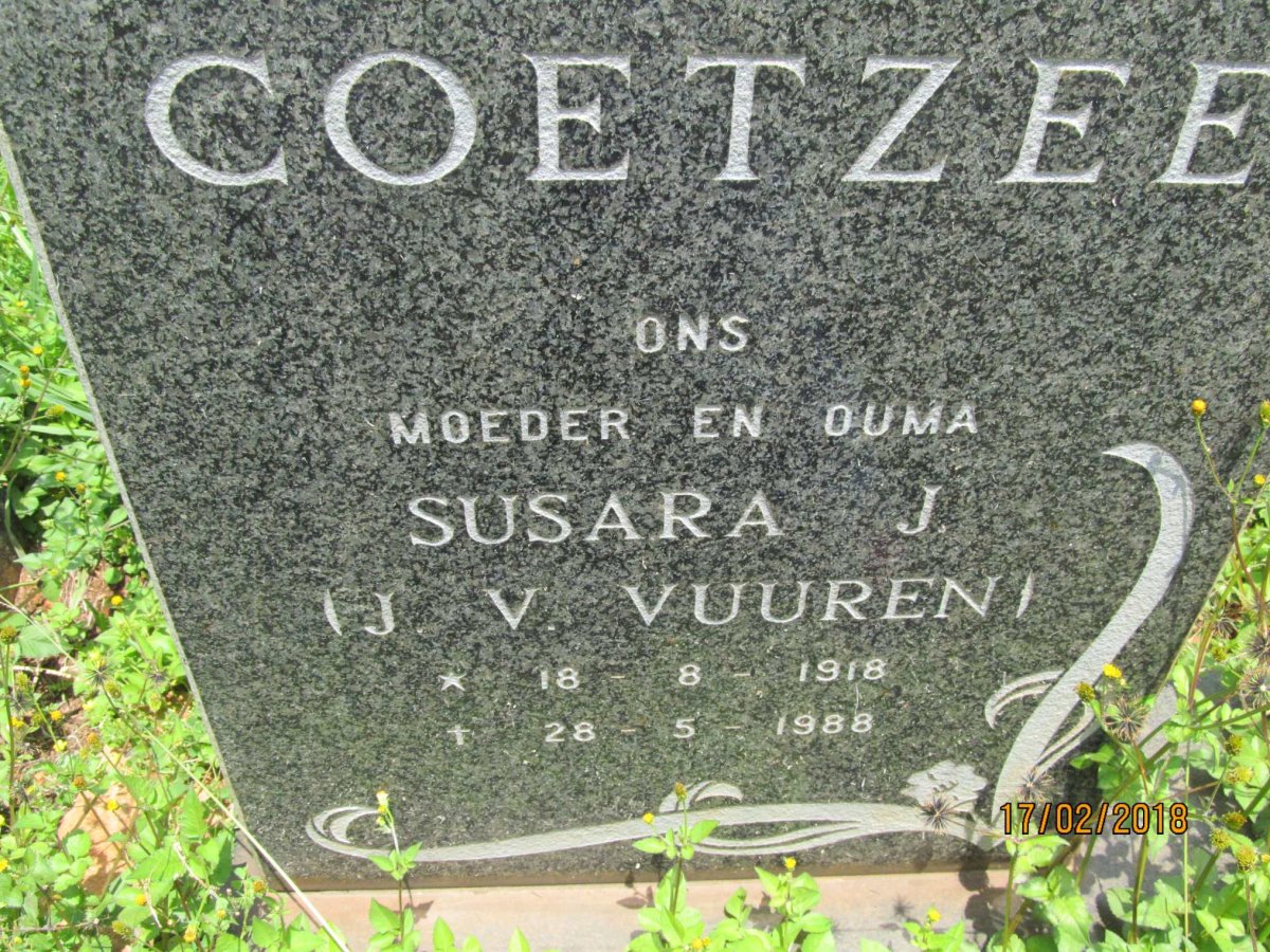 COETZEE Susara J. nee J. VAN VUUREN 1918-1988