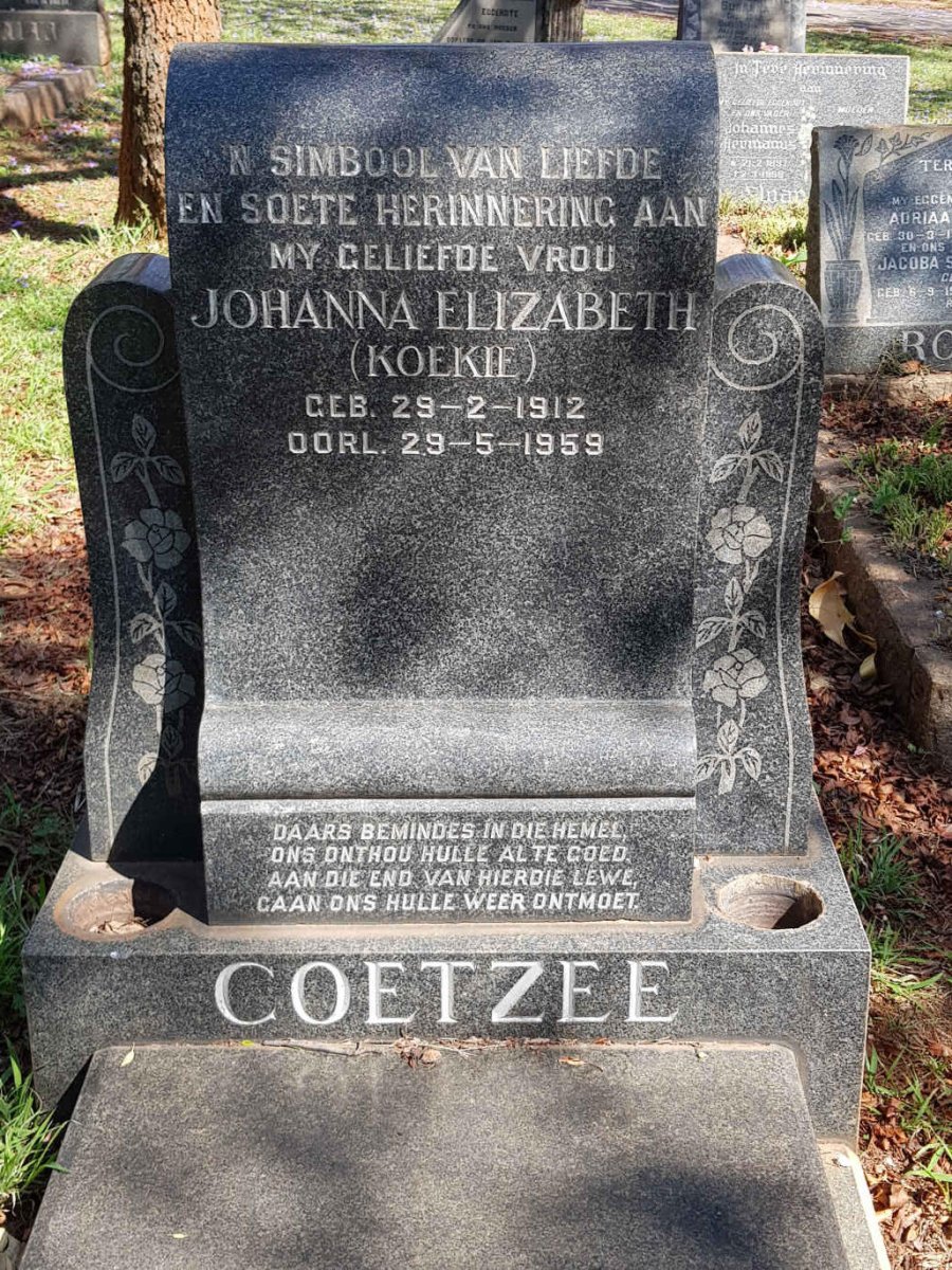 COETZEE Johanna Elizabeth 1912-1959