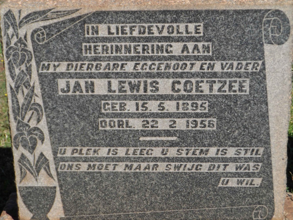 COETZEE Jan Lewis 1895-1956