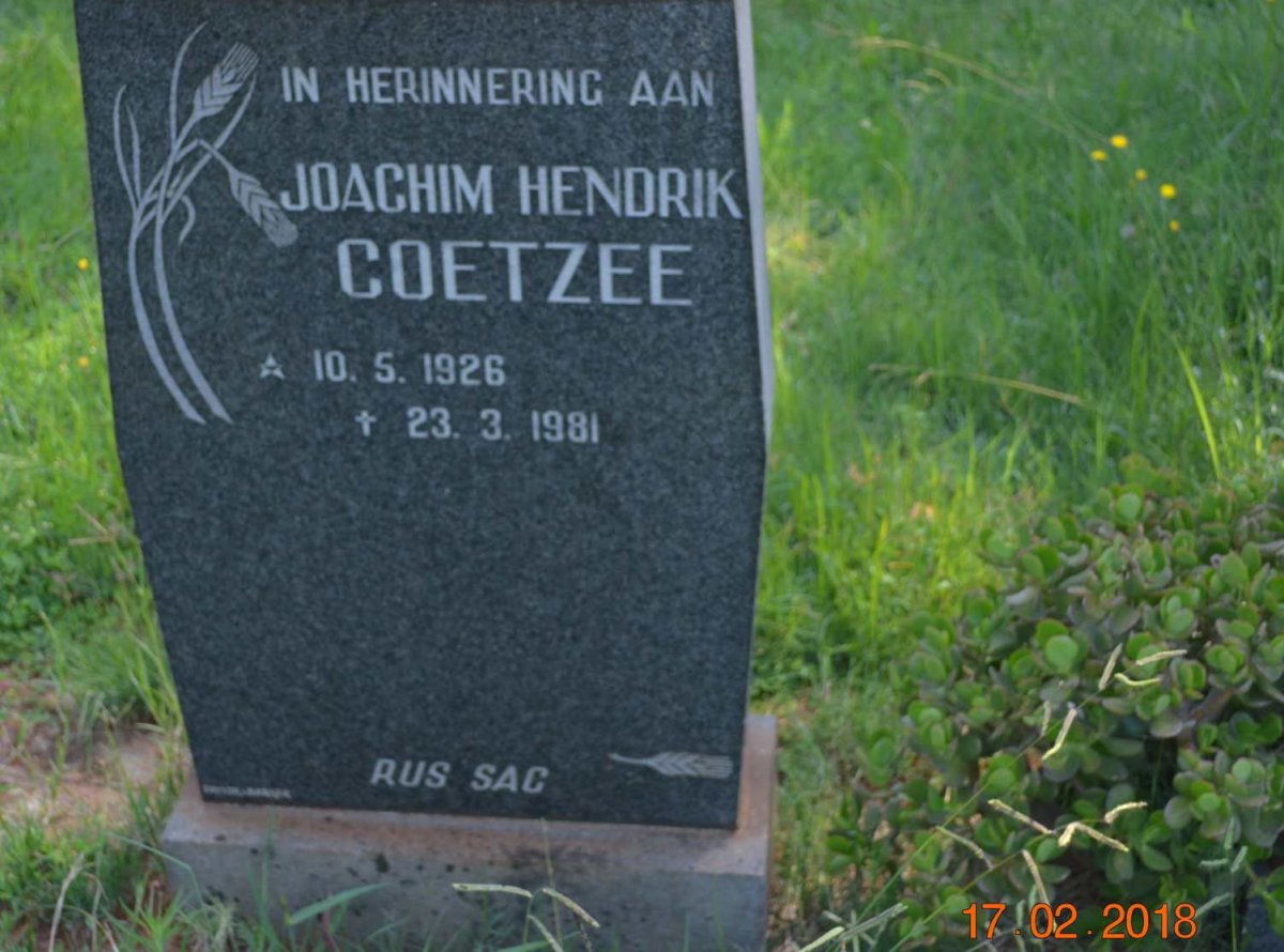 COETZEE Joachim Hendrik 1926-1981