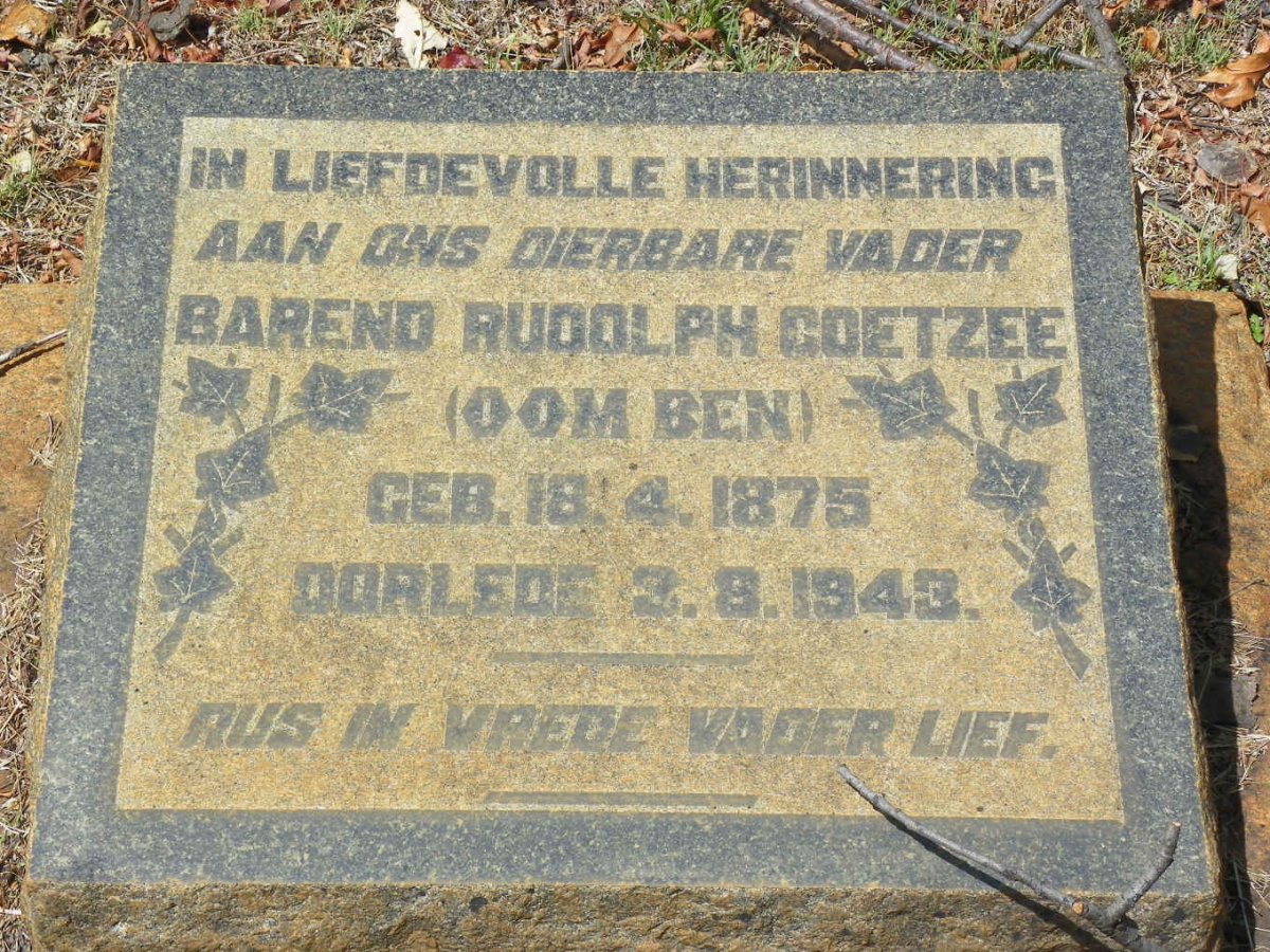 COETZEE Barend Rudolph 1875-1943