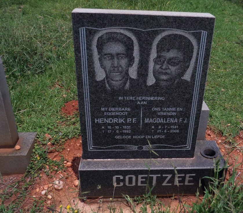 COETZEE Hendrik P.F. 1931-1992 &amp; Magdalena F.J. 1941-2006