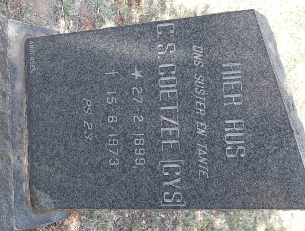 COETZEE C.S. 1899-1973