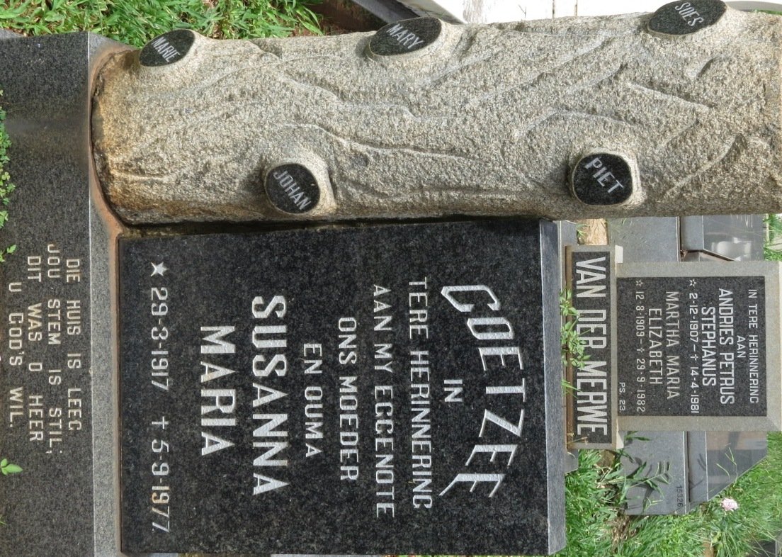 COETZEE Susanna Maria 1917-1977