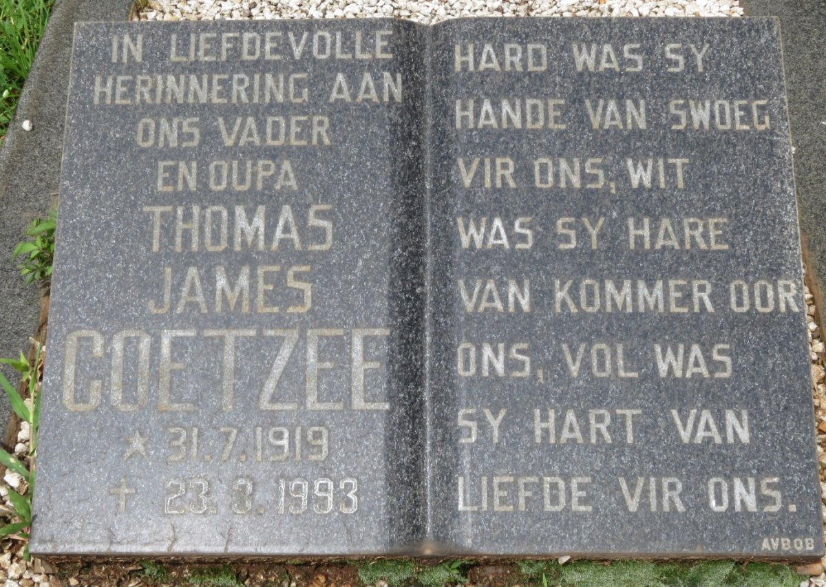 COETZEE Thomas James 1919-1993