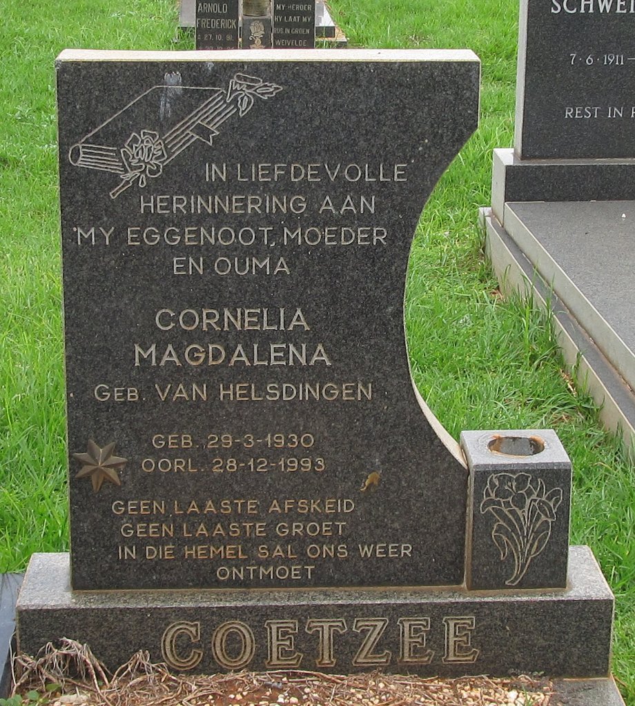 COETZEE Cornelia Magdalena nee van HELSDINGEN 1930-1993