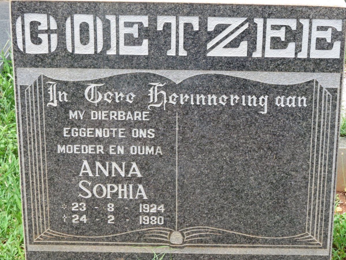 COETZEE Anna Sophia 1924-1980