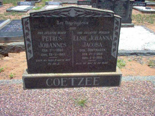 COETZEE Petrus Johannes 1860-1955 &amp; Elsie Johanna Jacoba OOSTHUIZEN 1885-1955