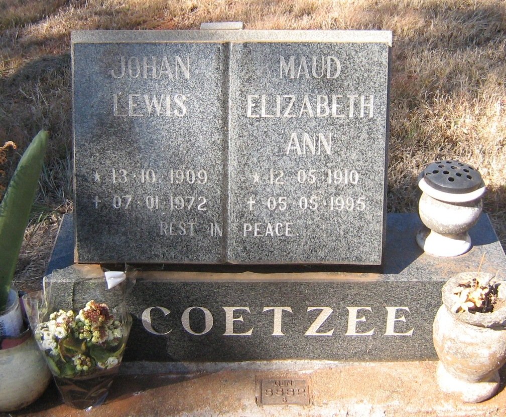 COETZEE Johan Lewis 1909-1972 &amp; Maud Elizabeth Ann 1910-1995