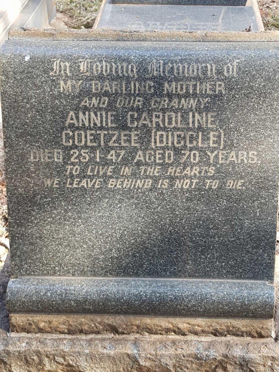 COETZEE Annie Caroline nee DIGGLE -1947
