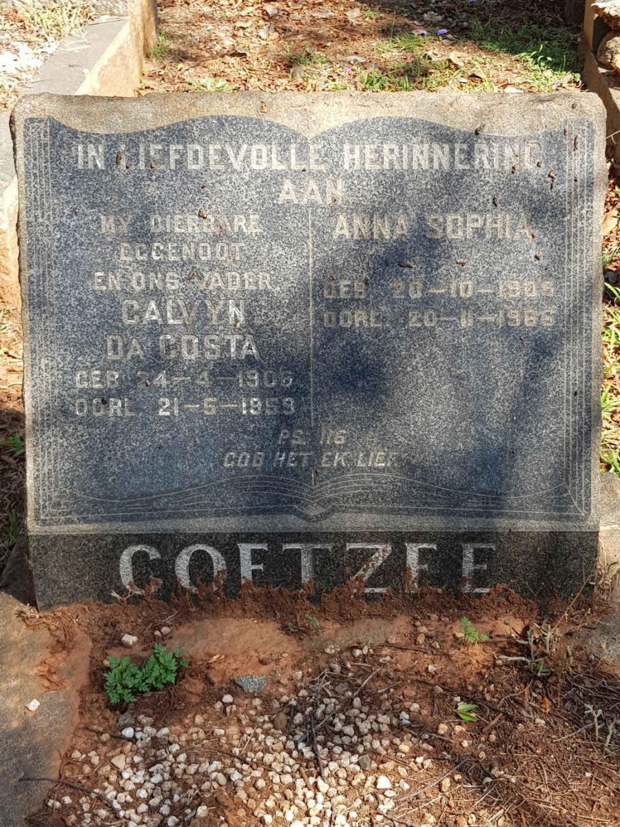 COETZEE Calvyn da Costa 1906-1959 &amp; Anna Sophia 1905-1966