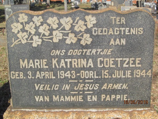 COETZEE Marie Katrina 1943-1944