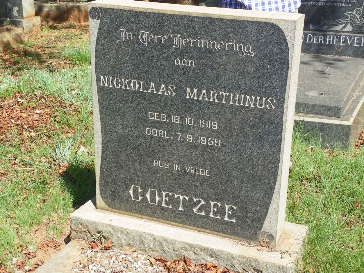 COETZEE Nickolaas Marthinus 1919-1959