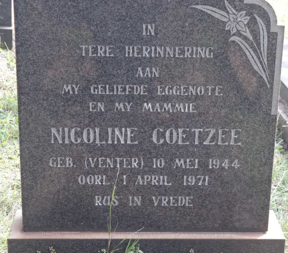 COETZEE Nicoline nee VENTER 1944-1971