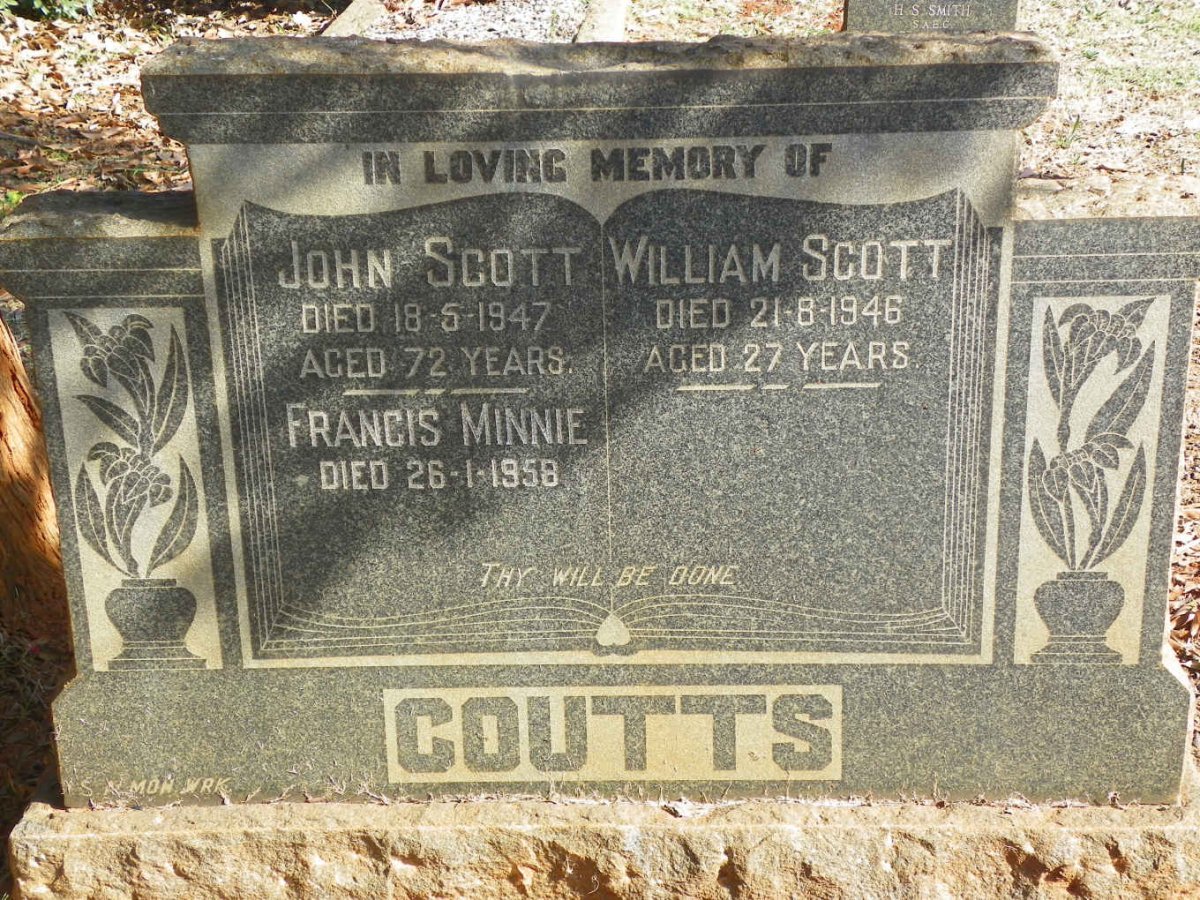 COUTTS John Scott -1947 &amp; Francis Minnie -1958 :: COUTTS William Scott -1946
