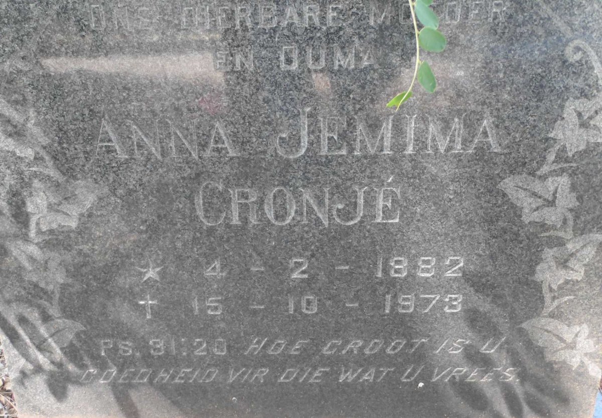 CRONJÉ Anna Jemima 1882-1973