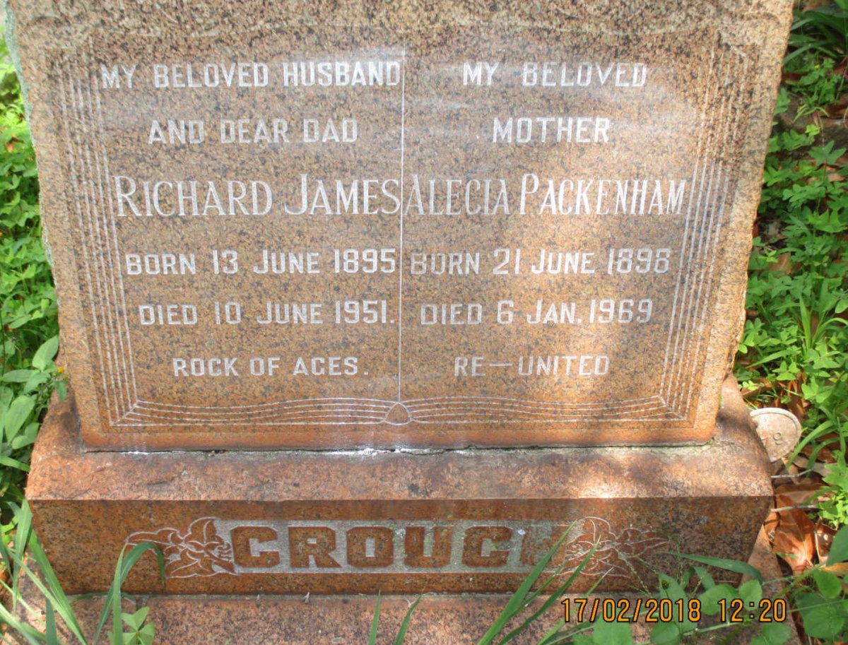CROUCH Richard James 1895-1951 &amp; Alecia Packenham 1898-1969