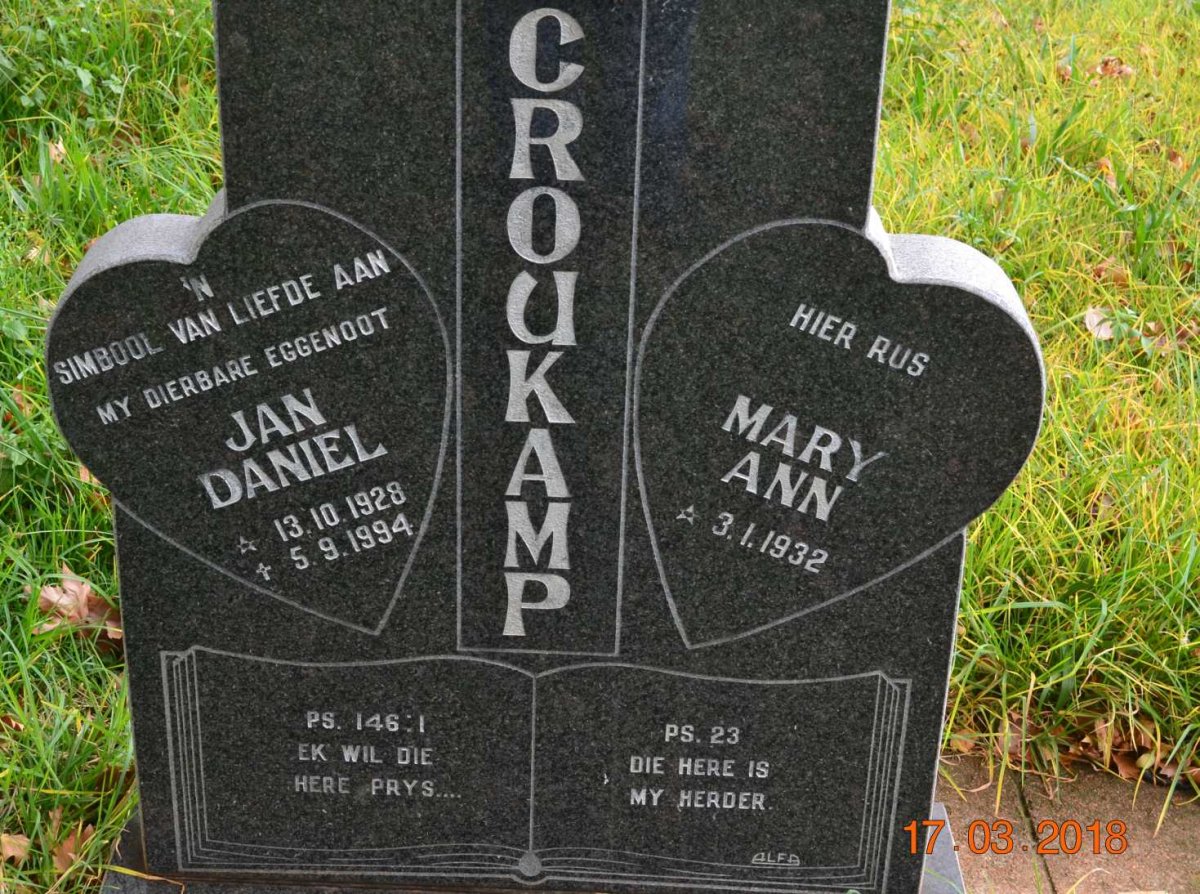 CROUKAMP Jan Daniel 1928-1994 &amp; Mary Ann 1932-