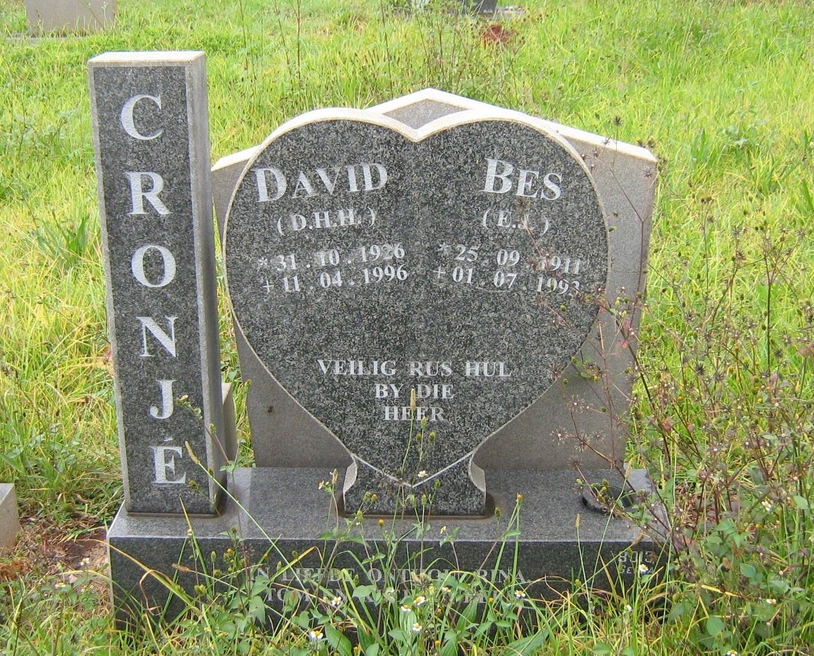 CRONJE D.H.H. 1926-1996 &amp; E.J. 1911-1993