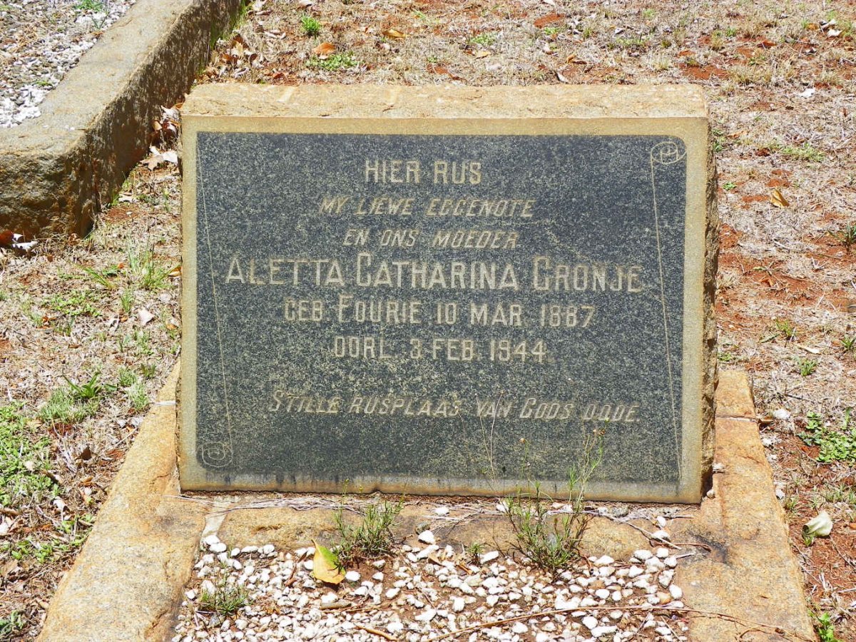 CRONJE Aletta Catharina nee FOURIE 1887-1944