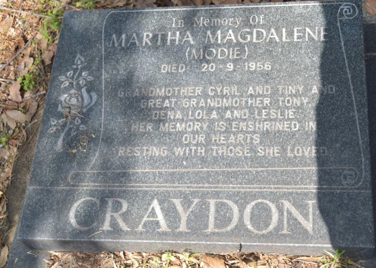 CRAYDON Martha Magdalene nee MODIE -1956