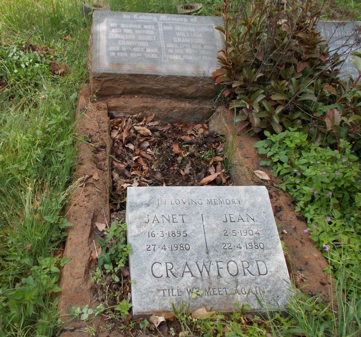 CRAWFORD William -1957 &amp; Euphemia Bisset -1948 :: CRAWFORD Janet 1895-1980 :: CRAWFORD Jean 1904-1980