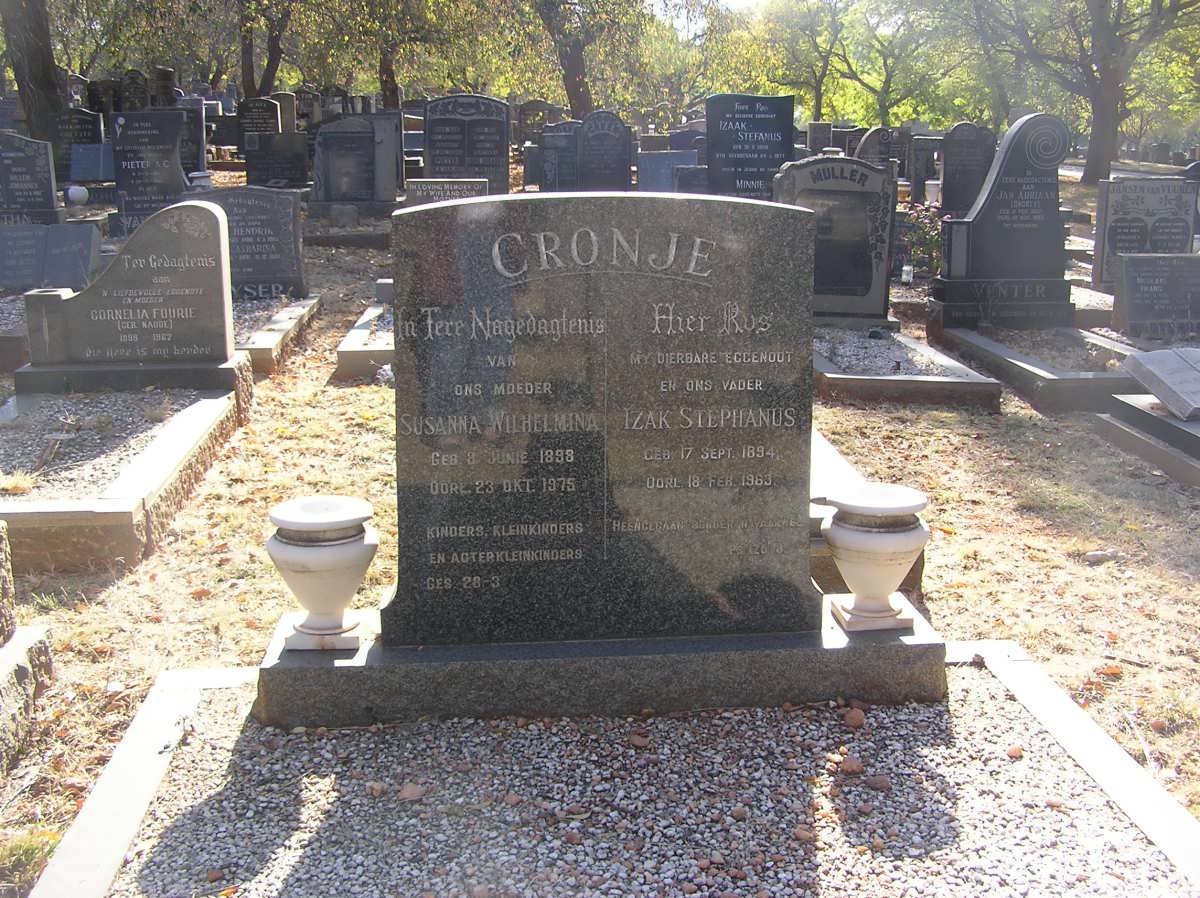 CRONJE Izak Stephanus 1894-1963 & Susanna Wilhelmina 1898-1975
