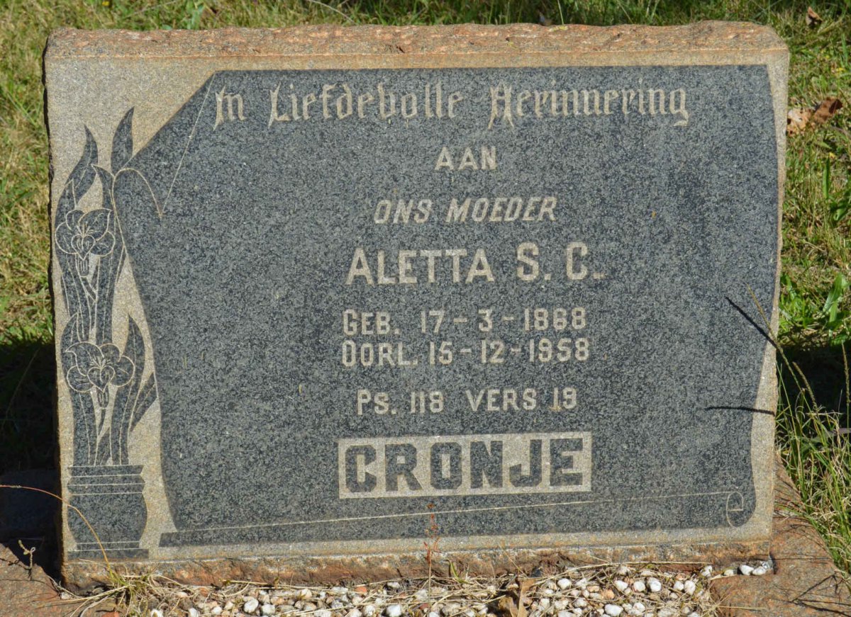 CRONJE Aletta S.C. 1868-1958