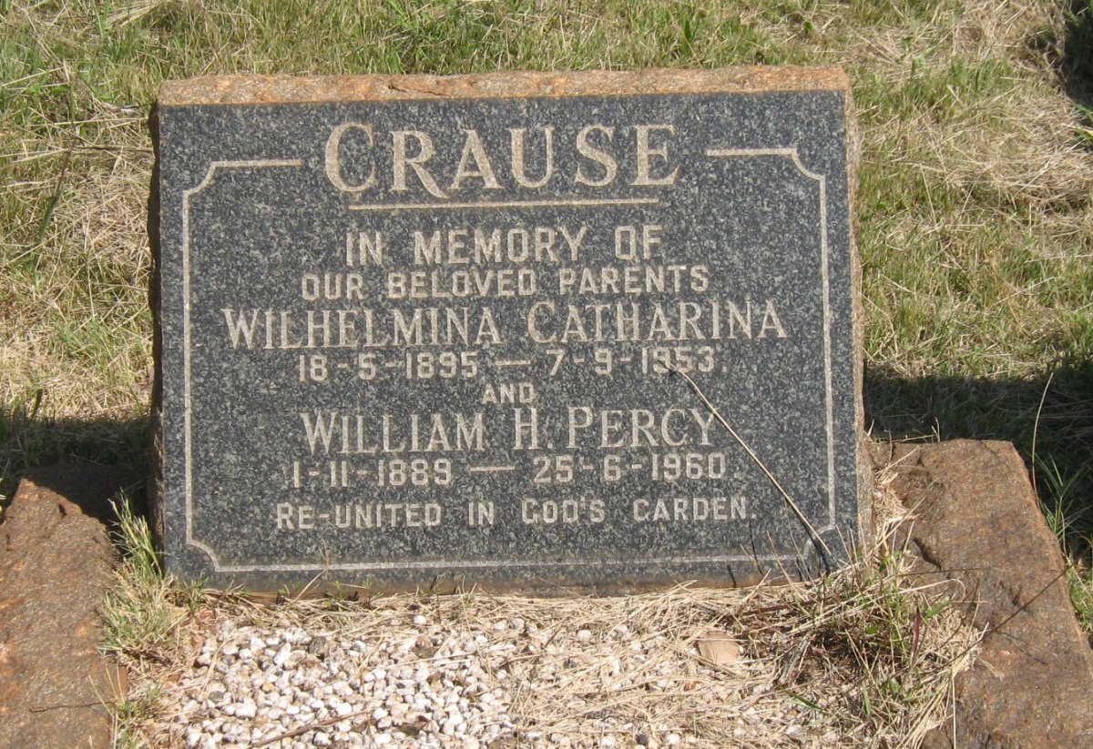 CRAUSE William H. Percy 1889-1960 &amp; Wilhelmina Catharina 1895-1953