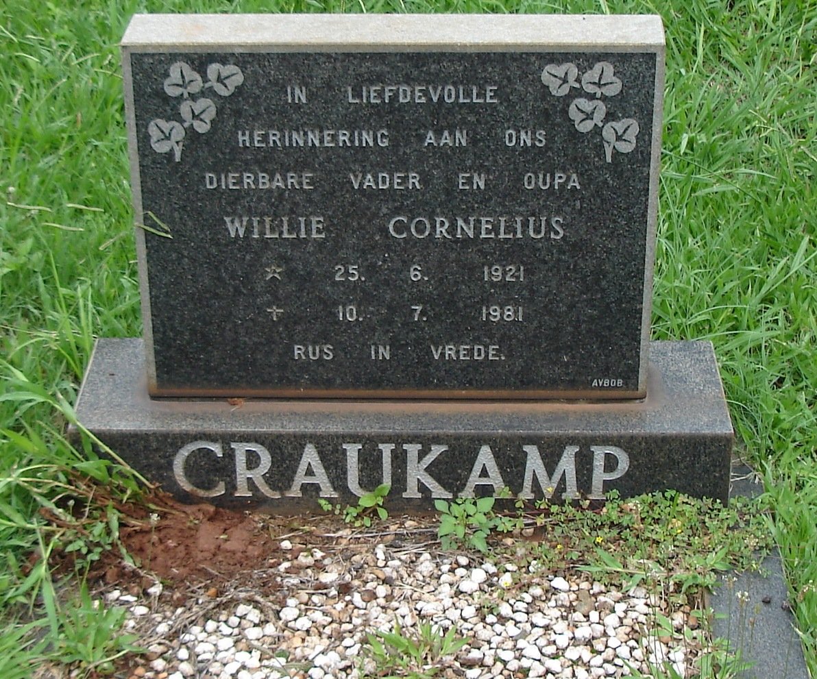 CRAUKAMP Willie Cornelius 1921-1981