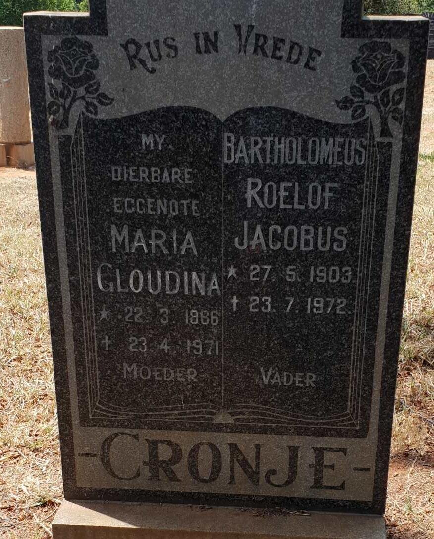 CRONJE Bartholomeus Roelof Jacobus 1903-1972 &amp; Maria Gloudina 1896-1971